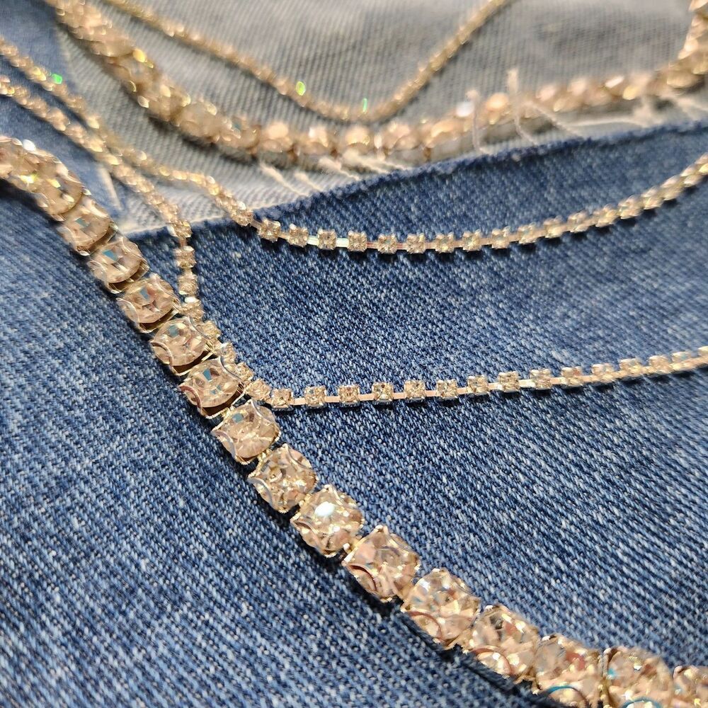 Kiwi Denim Jeans Size Large Blue Color Drop Rhinestones. - Picture 12 of 16